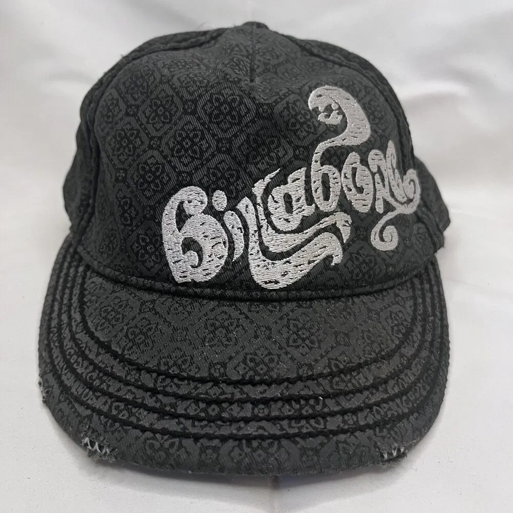 Vintage Billabong Snapback Hat Geometric Embroidered Rope Stitching Black
